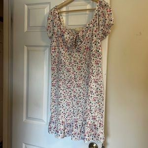 Madden Girl xxl off shoulder floral ruched mini dress